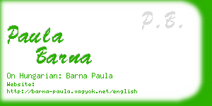 paula barna business card